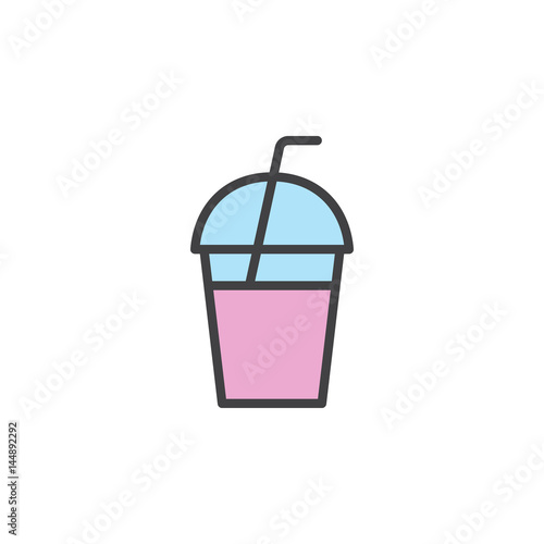 Milkshake takeaway cup filled outline icon, line vector sign, linear colorful pictogram isolated on white. Symbol, logo illustration. Editable stroke. Pixel perfect