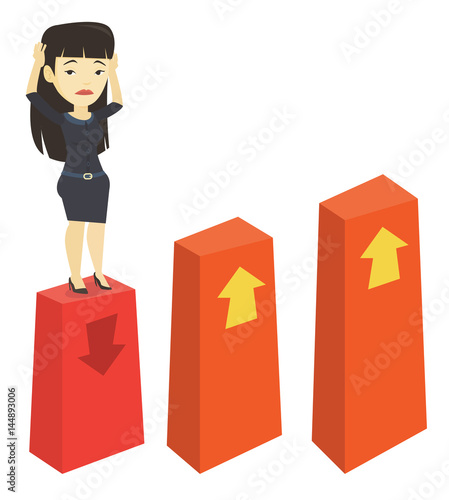 Bankrupt on chart going down vector illustration.