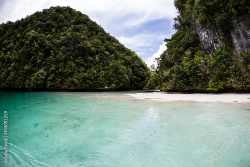 Beach and Limestone Islands in Palau s Lagoon
