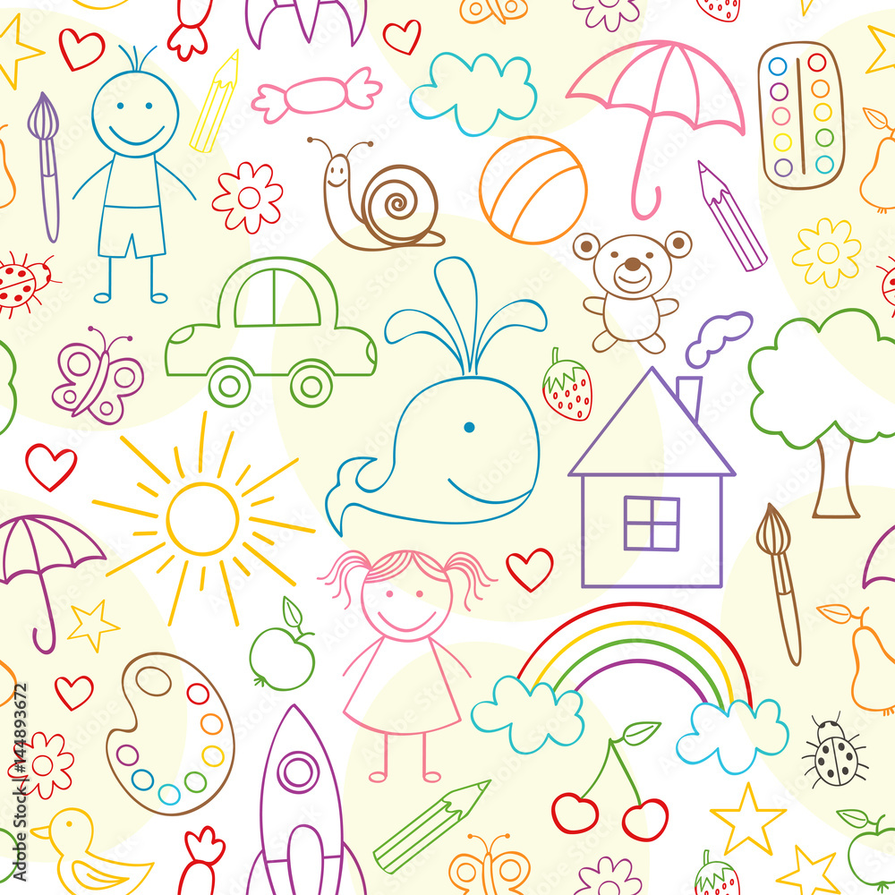 seamless pattern with child drawings- vector illustration, eps seamless pattern with child drawings- vector illustration, eps