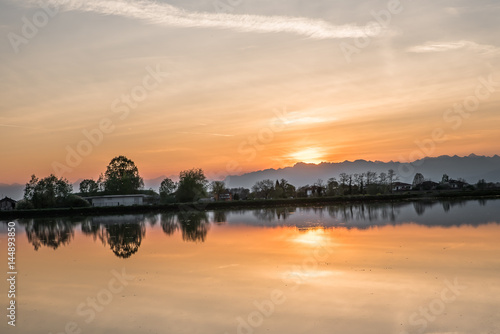 Tramonto nelle risaie novaresi