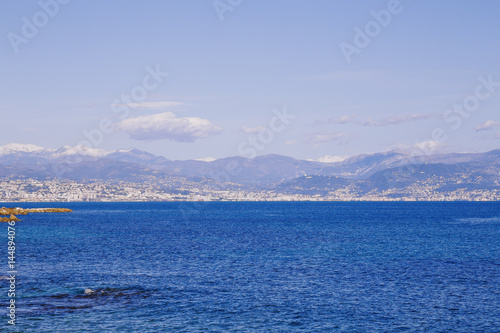 Seaside view over the Mediterranean coast from Antibes  France