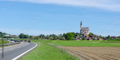 Parish Catholic Church in Bavarian small town Anger near highway