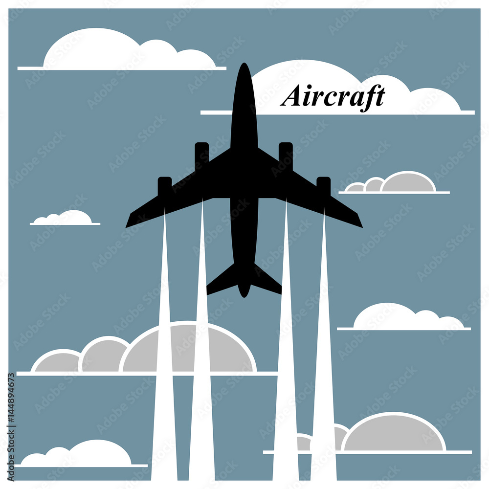 The airplane is flying between the clouds The airplane is flying between the clouds
