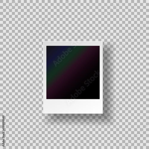 Image of an instant photo on a transparent background with a voluminous realistic shadow, a retro photograph of the Polaroid format