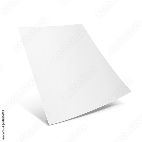 Blank Paper Leaflet, Flyer, Broadsheet, Flier, Follicle, Leaf With Shadows. On White Background Isolated. Mock Up Template Ready For Your Design. Vector EPS10