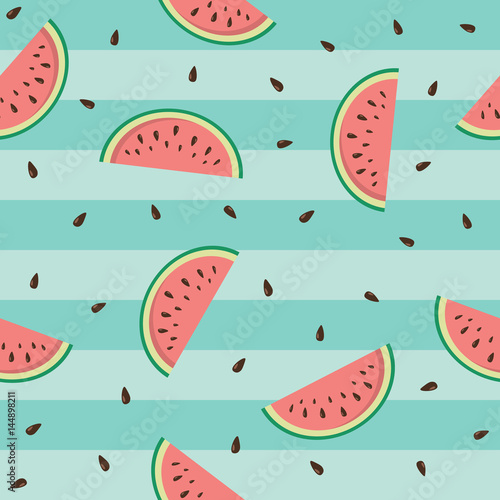 Seamless pattern with watermelons. Vector.