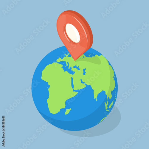 GPS pointer on planet earth. Navigation concept.