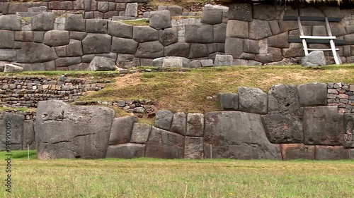 Big stones in a big wall - Inca city Sacsayhuaman in Peru. video footage. photo