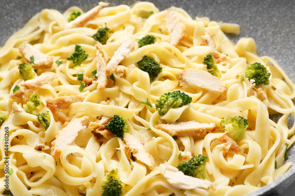 Tasty Italian chicken Alfredo, closeup Tasty Italian chicken Alfredo, closeup