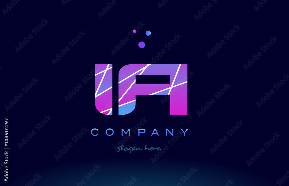 Fototapeta premium ia i a colored blue pink purple alphabet letter logo icon vector