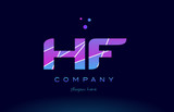 hf h f  colored blue pink purple alphabet letter logo icon vector