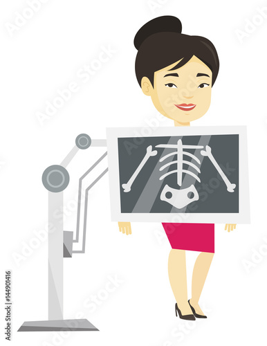 Patient during x ray procedure vector illustration