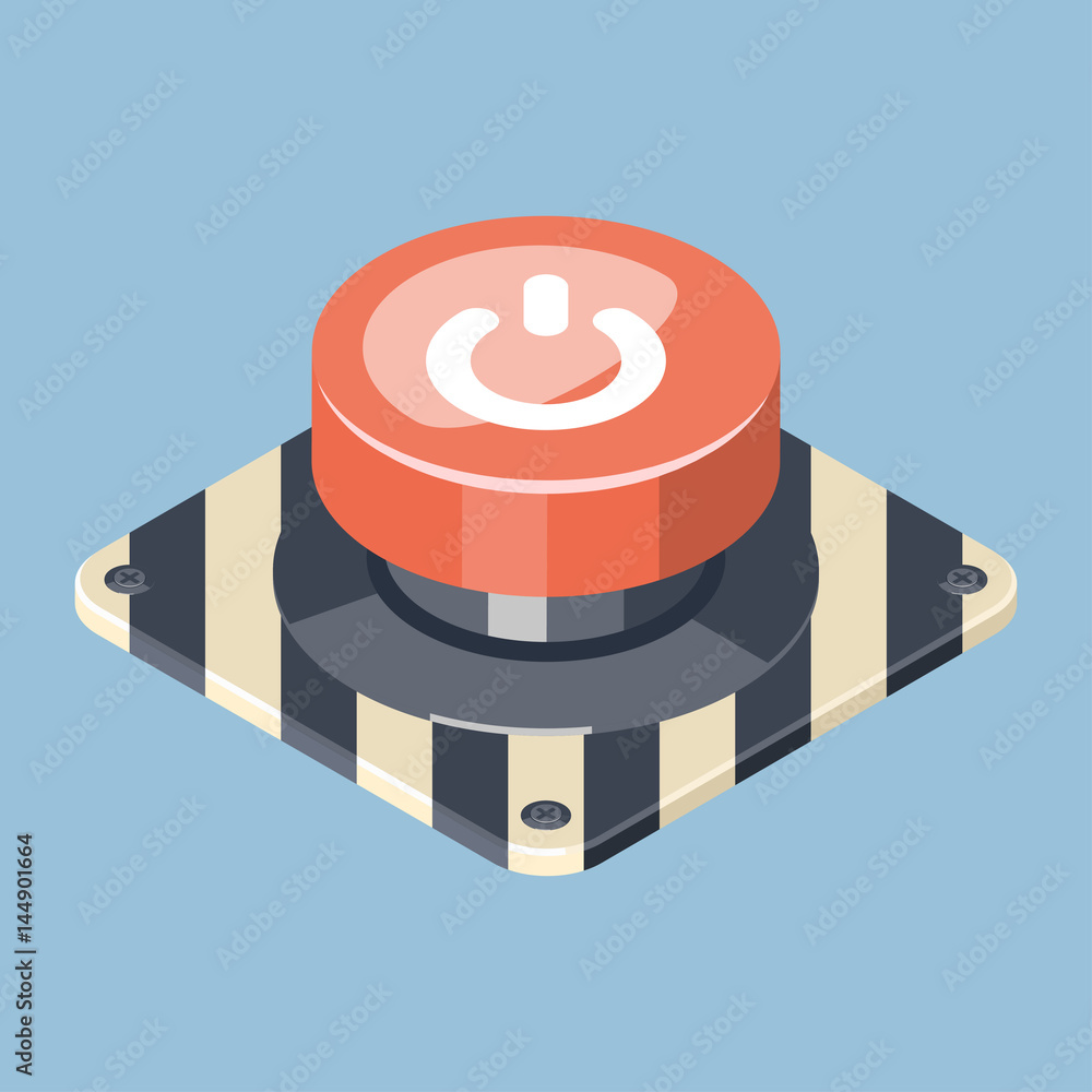 3D Emergency start stop red button. Stock Vector | Adobe Stock