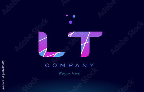 lt l t  colored blue pink purple alphabet letter logo icon vector photo