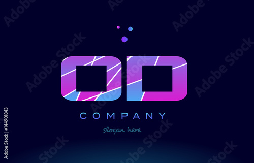 od o d  colored blue pink purple alphabet letter logo icon vector