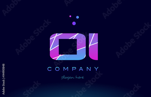 oi o i  colored blue pink purple alphabet letter logo icon vector