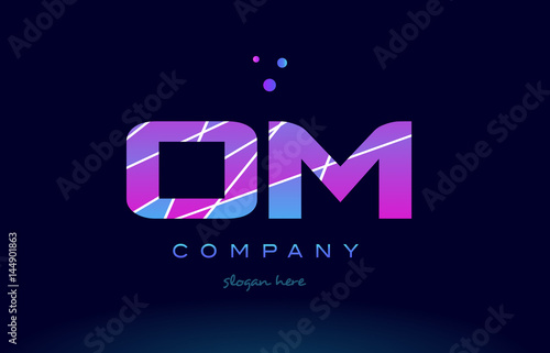 om o m  colored blue pink purple alphabet letter logo icon vector