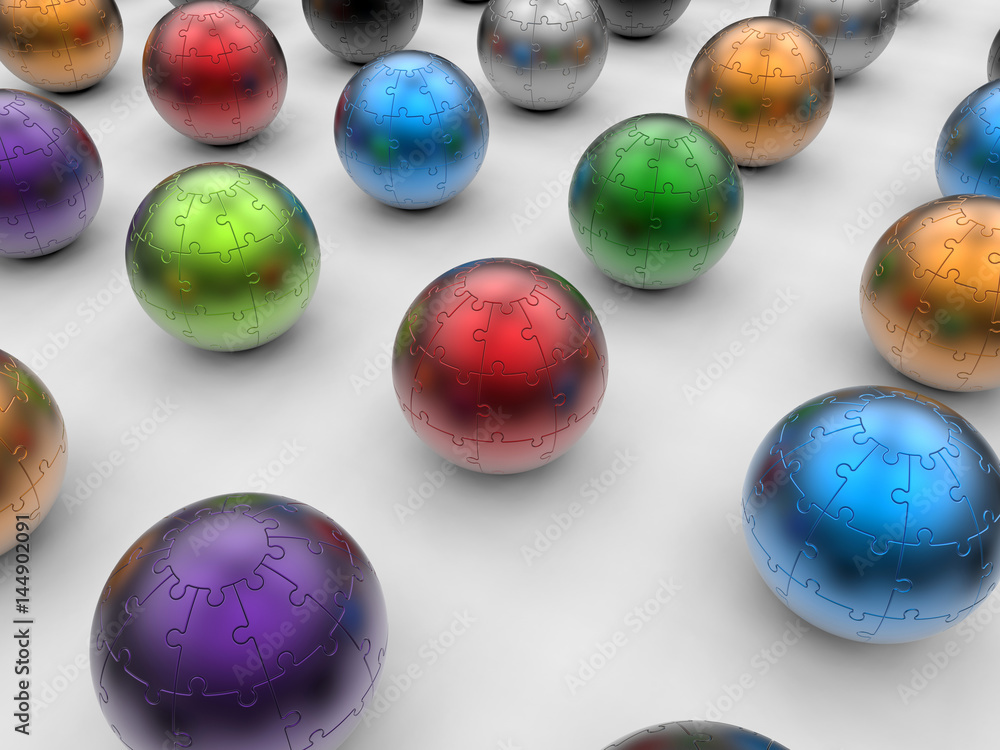 3D render - colorful puzzle earth globes 3D render - colorful puzzle earth globes