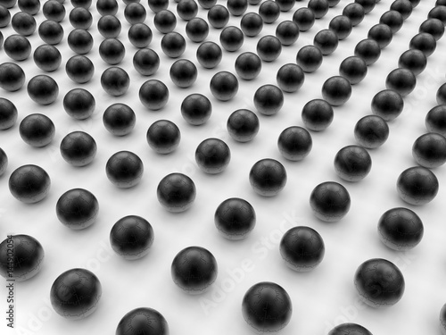 3D render - black puzzle spheres array