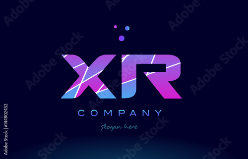 xr x r  colored blue pink purple alphabet letter logo icon vector
