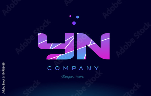 yn y n  colored blue pink purple alphabet letter logo icon vector