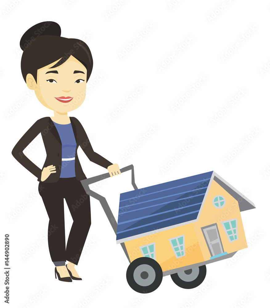 Young woman buying house vector illustration. Young woman buying house vector illustration.