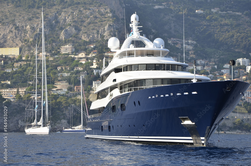 Super yacht at anchor in Monaco
