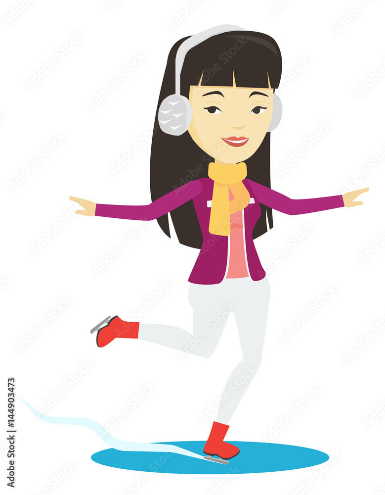 Woman ice skating vector illustration. Woman ice skating vector illustration.