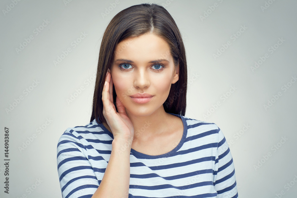 Beauty portrait of young woman with long hair. Beauty portrait of young woman with long hair.
