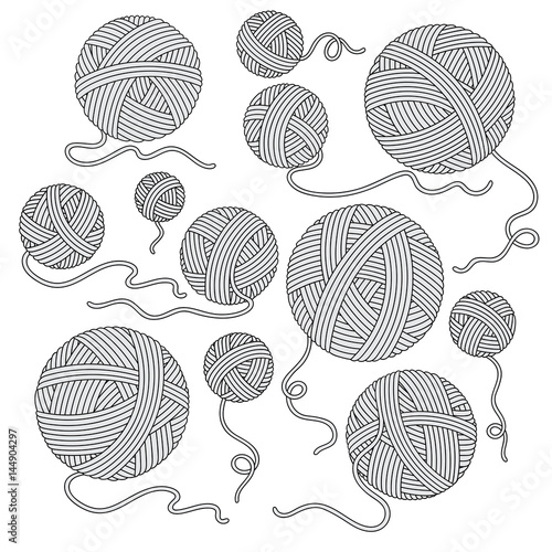 vector set of yarn ball icons