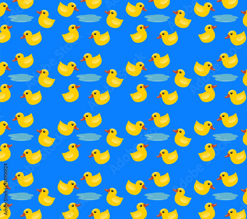Yellow duck pattern blue