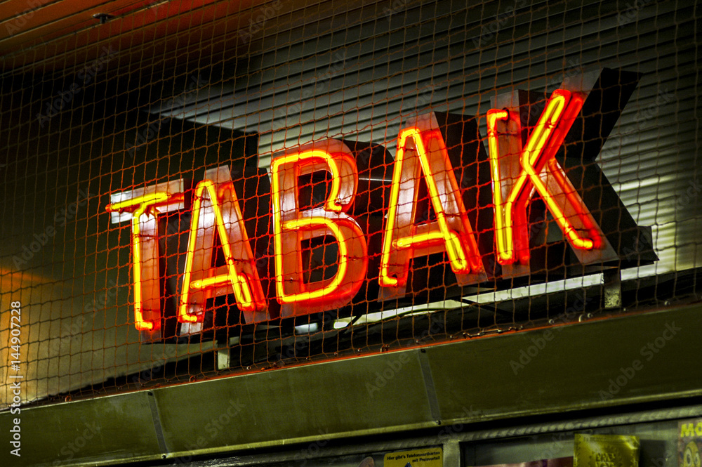Tabak, Leuchtreklame Tabak, Leuchtreklame