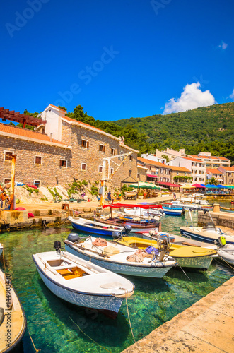 Beautiful mediterranean landscape - town Petrovac, Montenegro. © Olena Zn