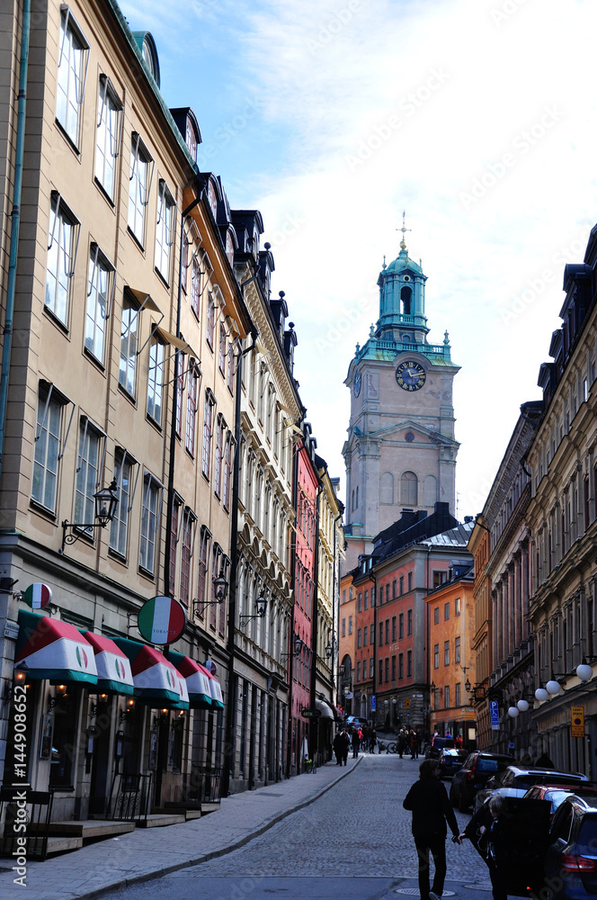 Stockholm, old street of Gamla Stan.