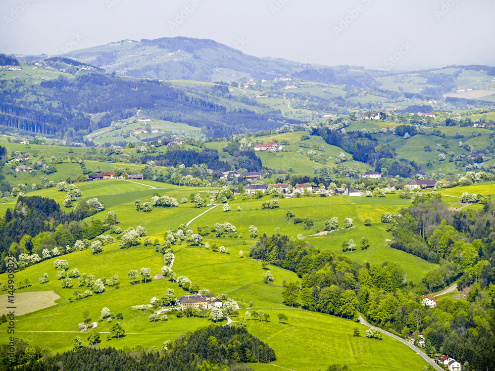 Blick auf das Hügelland, Österreich, Niederösterreich, Mostvi