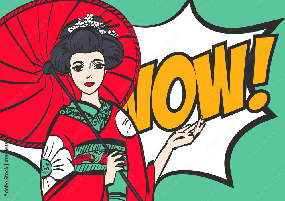 Obraz premium geisha. Japanese Woman. Pop art style,wow, eps 10