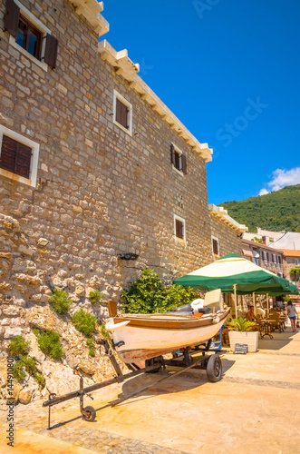Beautiful mediterranean landscape - town Petrovac, Montenegro.