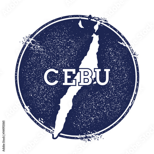 Cebu vector map. Grunge rubber stamp with the name and map of island, vector illustration. Can be used as insignia, logotype, label, sticker or badge.