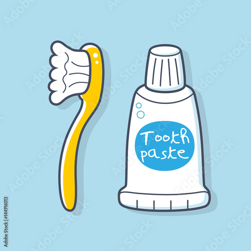 Toothbrush and toothpaste icon.