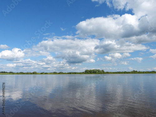 Volkhov, the great Russian river in the city of Veliky Novgorod
