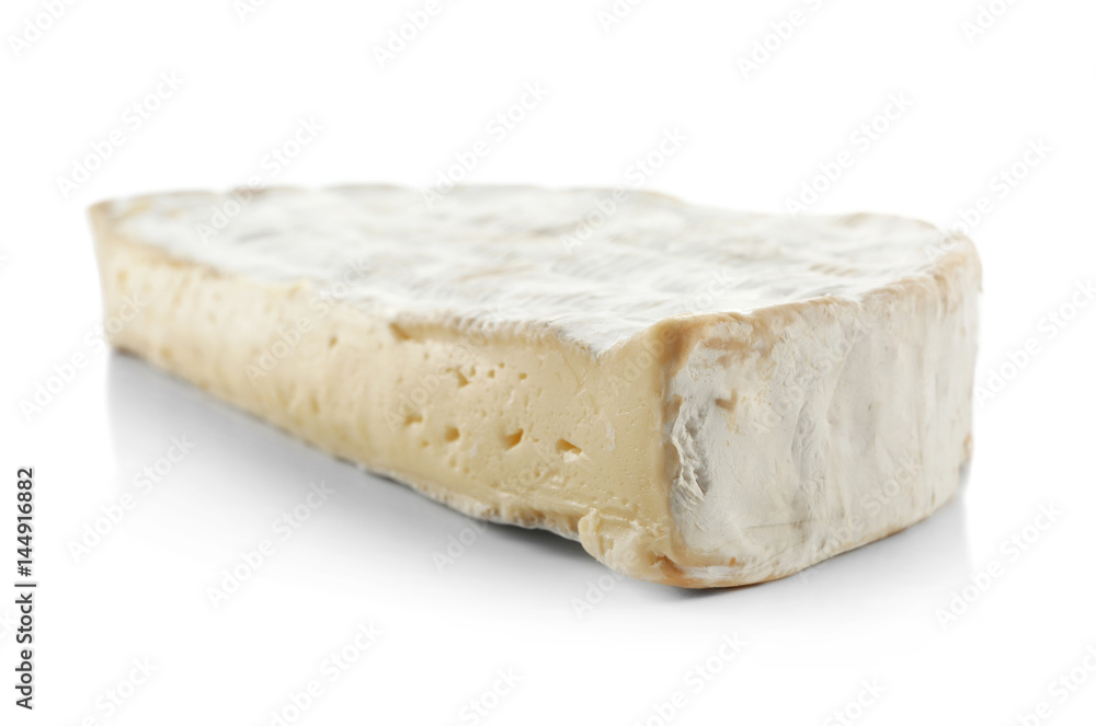 Tasty cheese on white background, closeup
