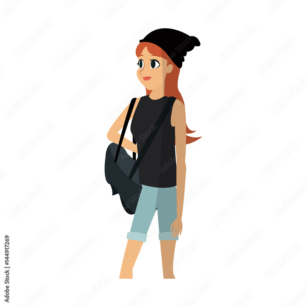 young woman wearing casual clothes cartoon icon over white background. colorful design. vector illustration