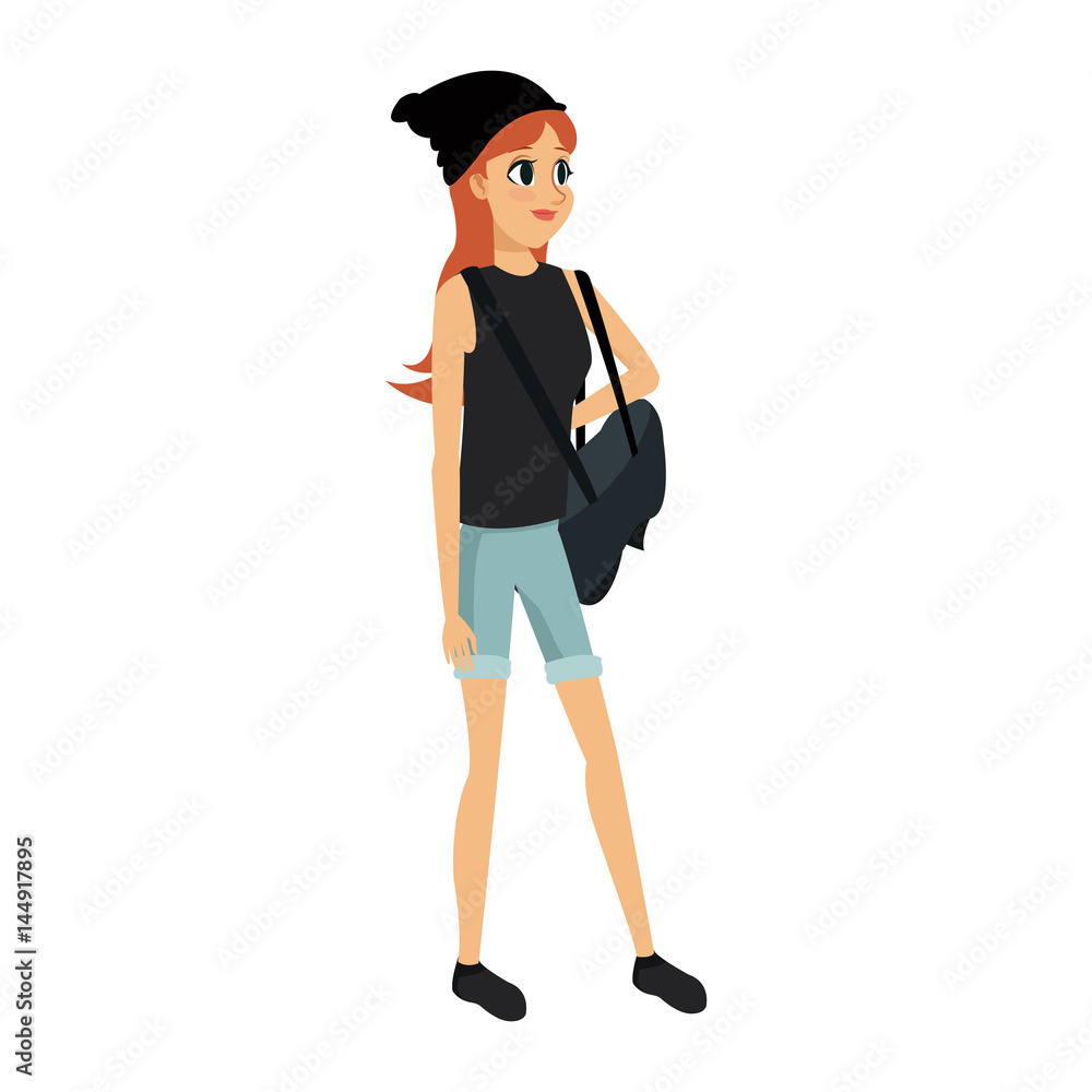 young woman wearing casual clothes cartoon icon over white background. colorful design. vector illustration young woman wearing casual clothes cartoon icon over white background. colorful design. vector illustration