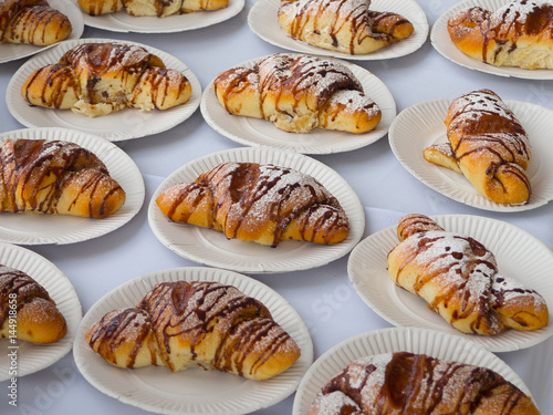 Croissants on table