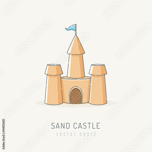Sand castle vector illustration in scribble style with pastel colors