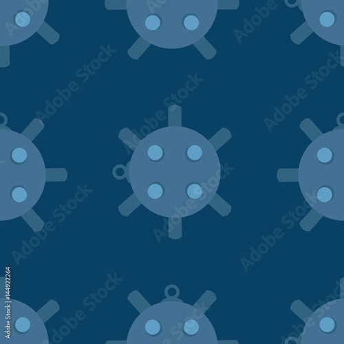 Naval mine seamless pattern vector illustration sea bomb background