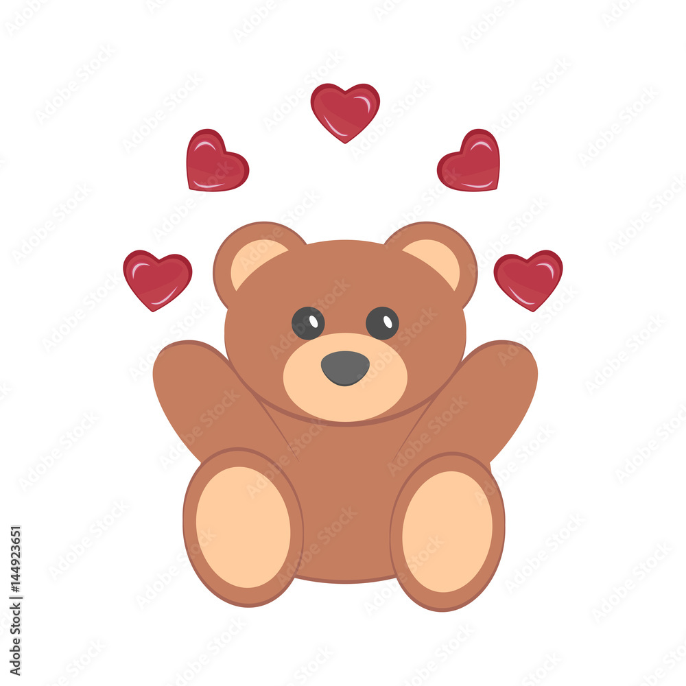 Fototapeta premium Toy bear with hearts