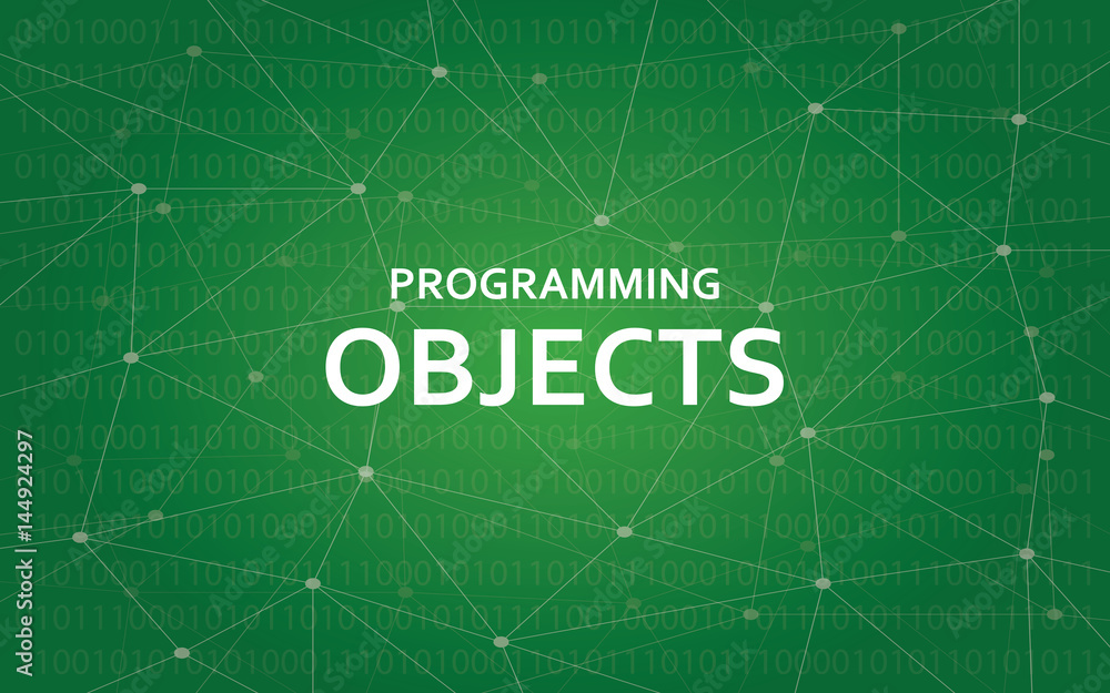 Programming objects concept illustration white text illustration with ...