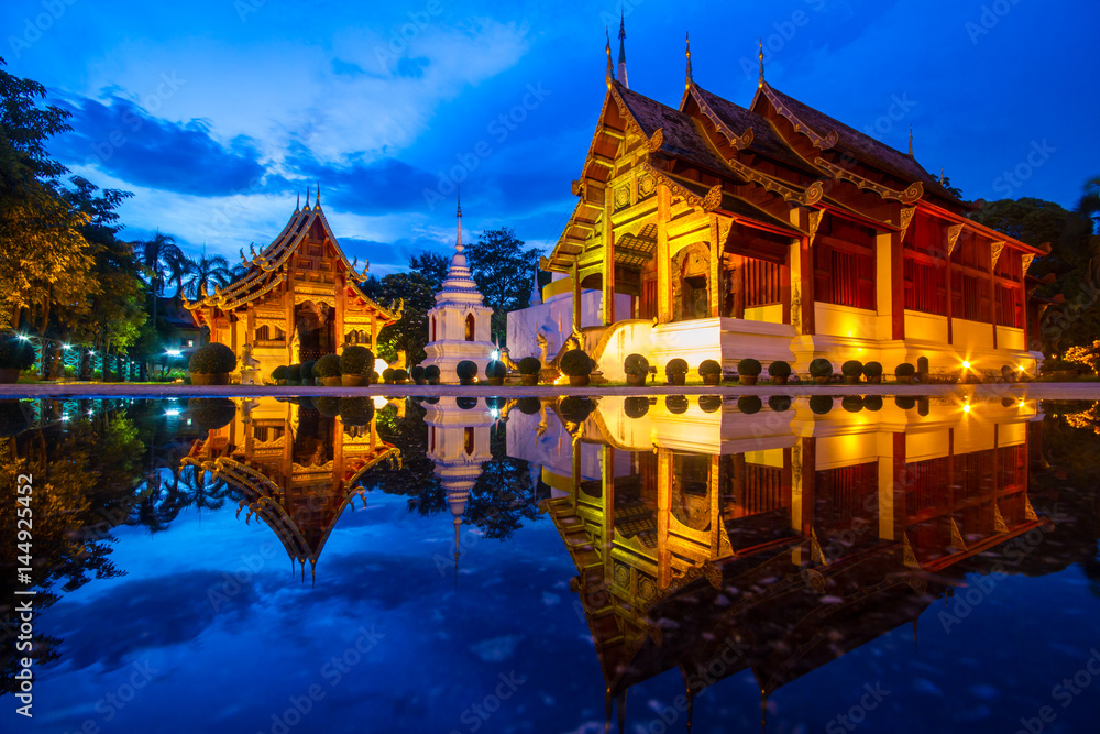 Phrasing Temple in Chiang Mai Province. it's one of the most famous and oldest temples in Chiang Mai Province Northern Thailand. After sunset.